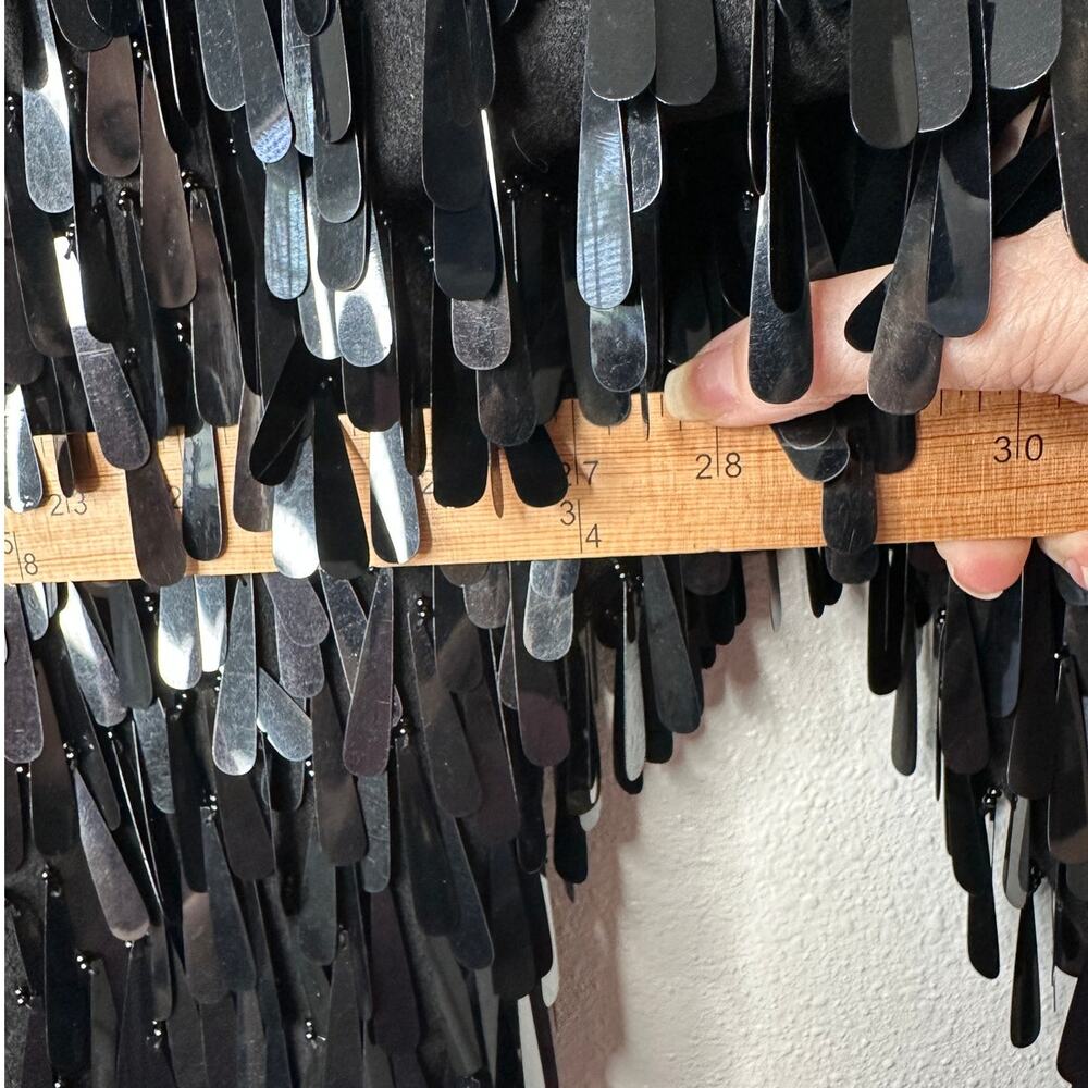 Valentino Garavani Black Sequin Fringe Shirt Jacket Medium - Picture 11 of 13